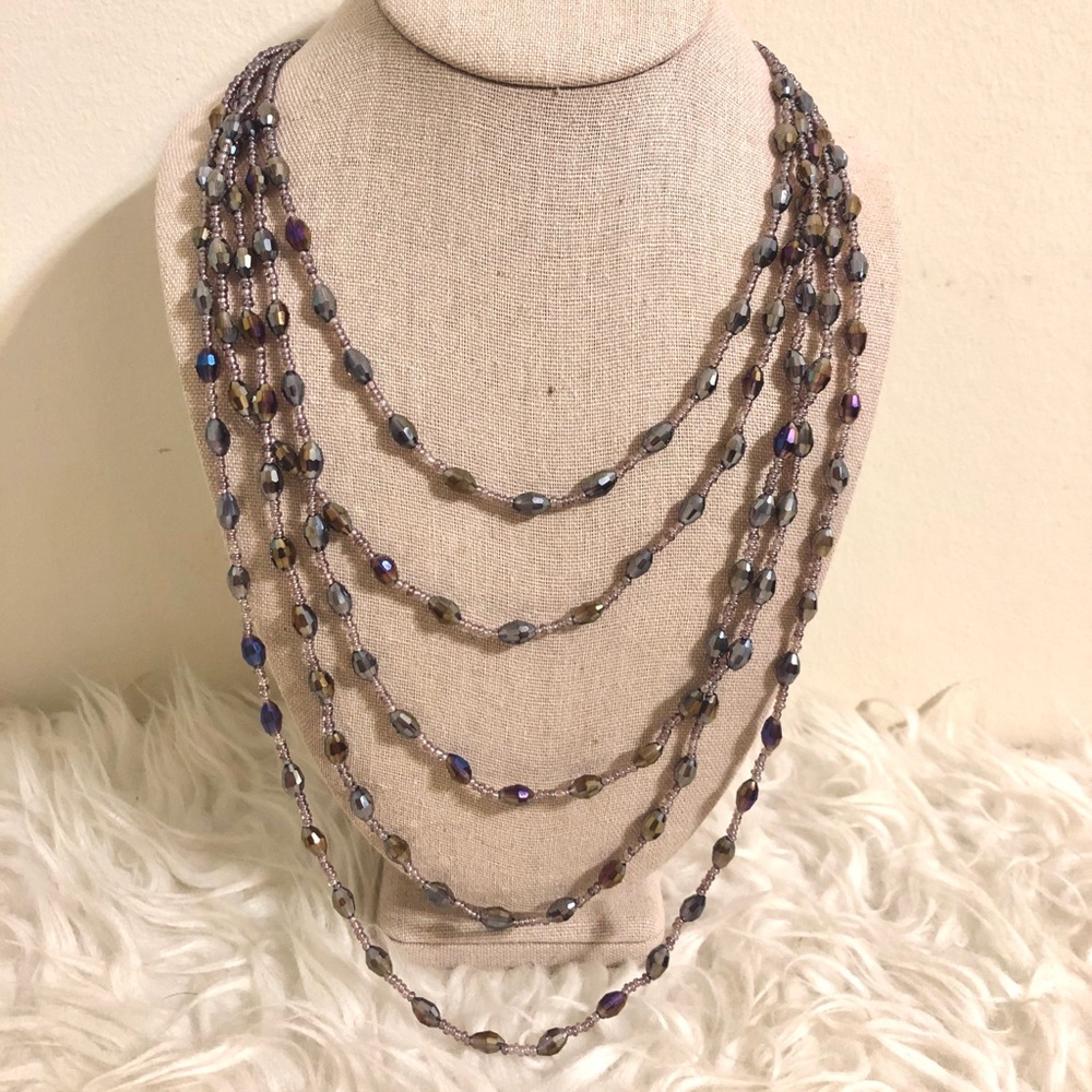 Cookie Lee Women's Purple Multiple Chains Long Beaded Necklace
